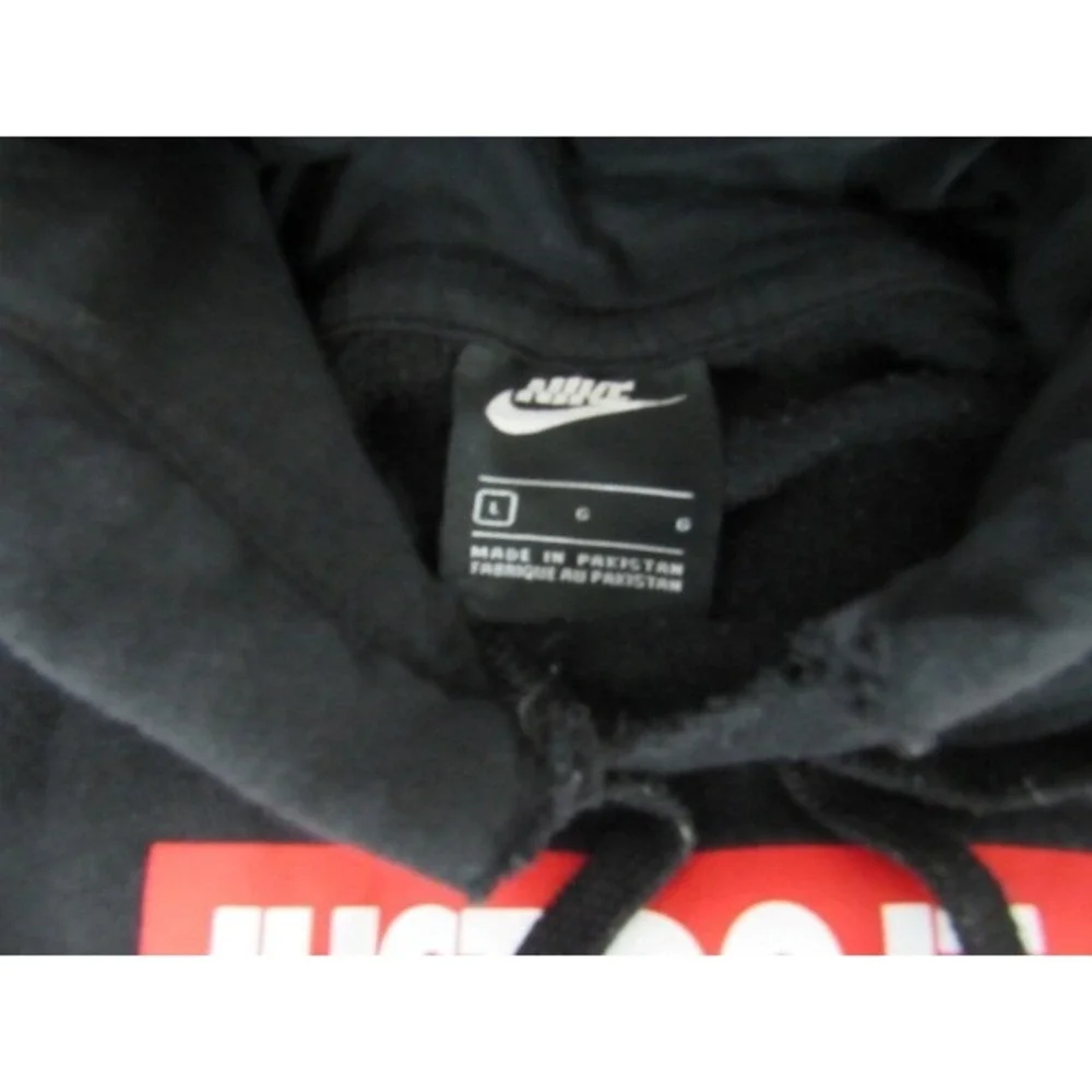 Nike Black‎ Just Do It Logo Sz L Distressed Cotton Hoodie